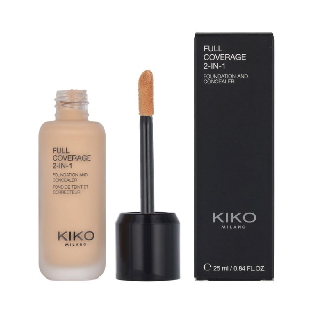 KIKO Milano Full Coverage 2-in-1 Foundation & Concealer 25 ml – N10 – Dames