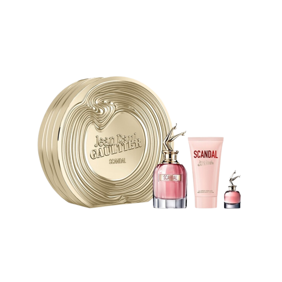 Jean Paul Gaultier Scandal Geschenkset – 80ml EDP-spray + 75ml Bodylotion + 6ml EDP – Damesparfum