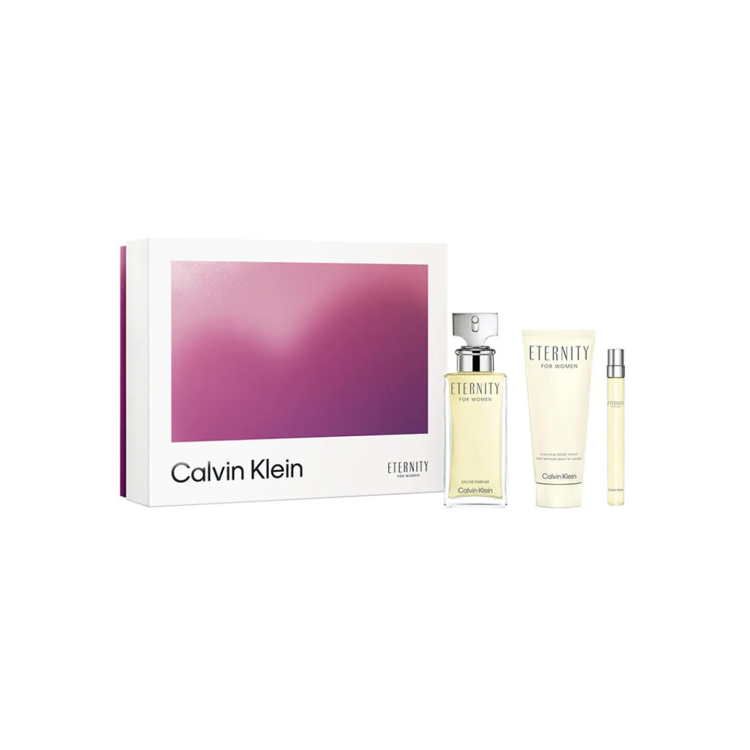 Calvin Klein Eternity – 100 ml EDP-spray + 100 ml Bodylotion + 10 ml EDP-spray – Damesparfum Geschenkset