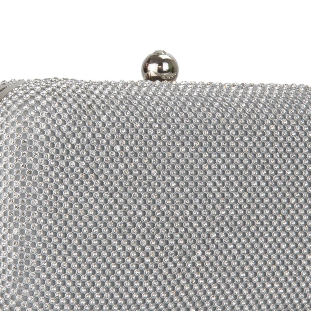 Nora | Zilveren Clutch Tasje Met Strass