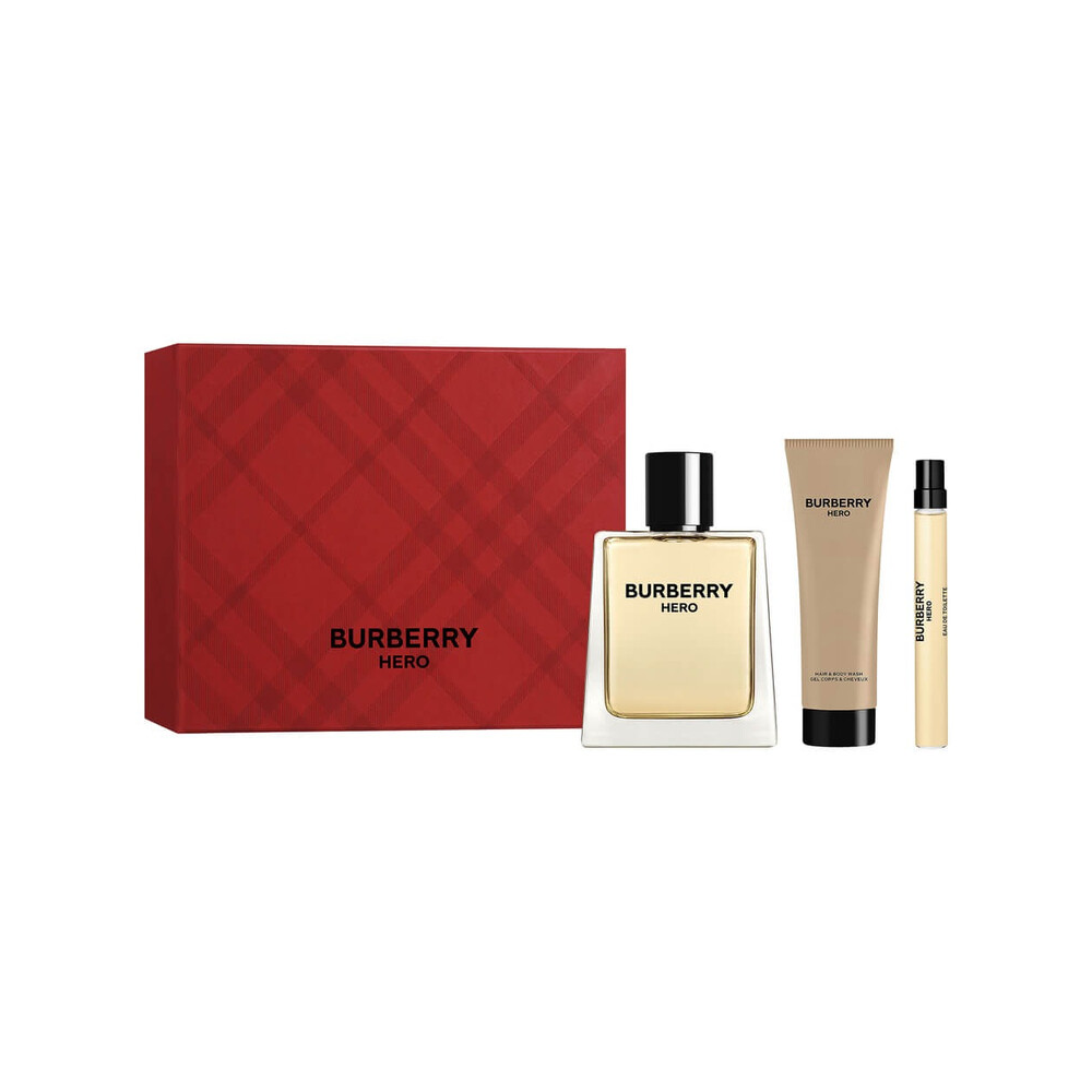 Burberry Hero – Geschenkset – 100ml EDT + 75ml Showergel + 10ml EDT Travel Spray – Herenparfum
