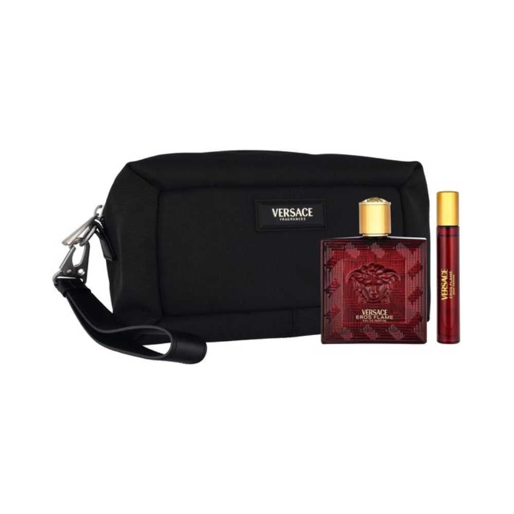 Versace Eros Flame – 100ml Eau de Parfum Spray & 10ml Eau de Parfum Spray & toilettas – Herenparfum