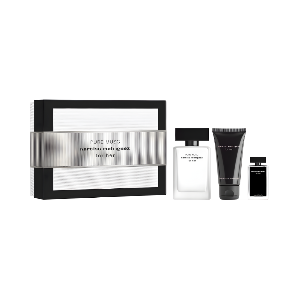 Narciso Rodriguez For Her Pure Musc – 50ml EDP-spray + 50ml Body Lotion + 7.5ml EDT-spray – Damesparfum