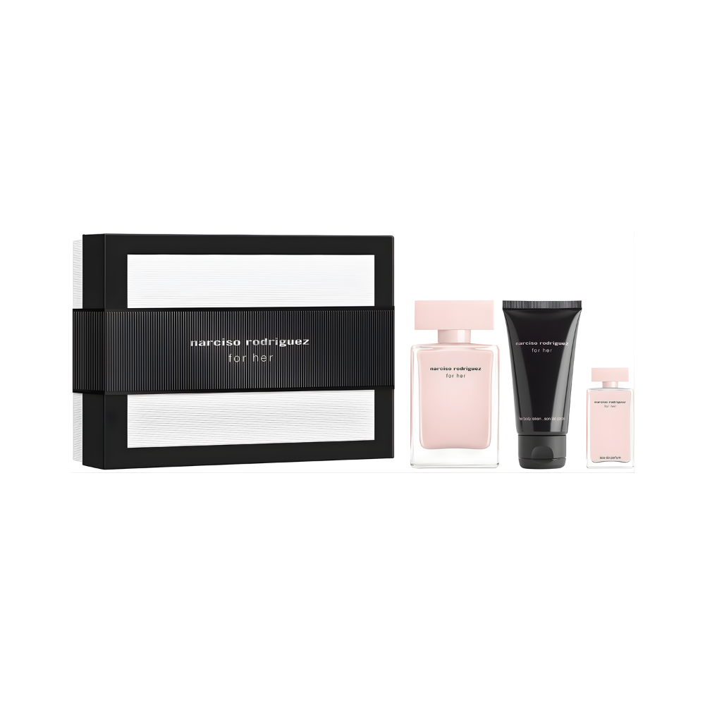 Narciso Rodriguez For Her – 50ml EDP-spray + 50ml Body Lotion + 7.5ml EDP-spray – Damesparfum