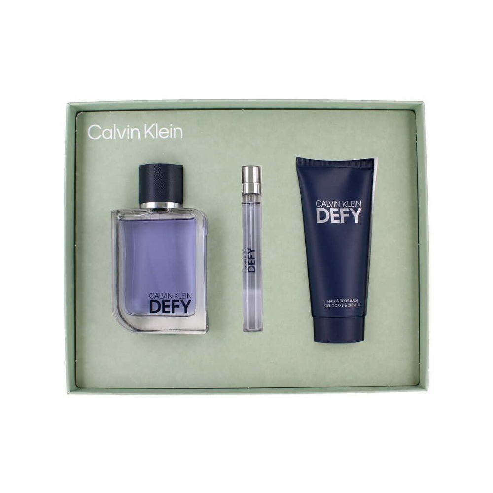 Calvin Klein Defy – 100ml EDT-spray + 10ml EDT-spray + 100ml Hair & Body Wash – Herenparfum