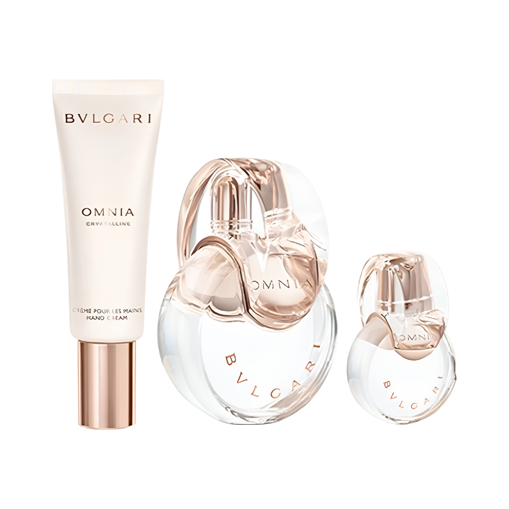 Bvlgari Omnia Crystalline – 100ml EDT-spray + 15ml EDT-spray + 40ml Handcrème – Damesparfum