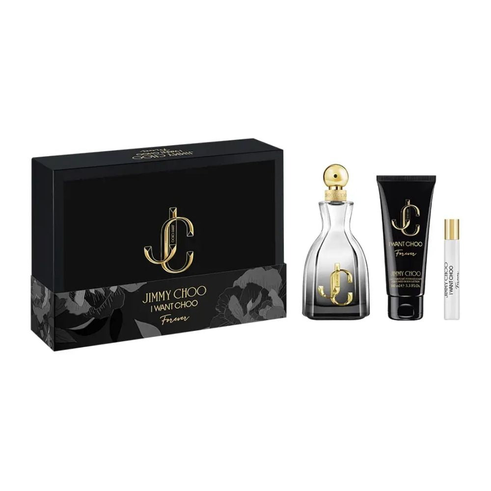Jimmy Choo I Want Choo Forever Cadeauset – 100ml Eau De Parfum + 7,5ml Eau De Parfum + 100ml Bodylotion
