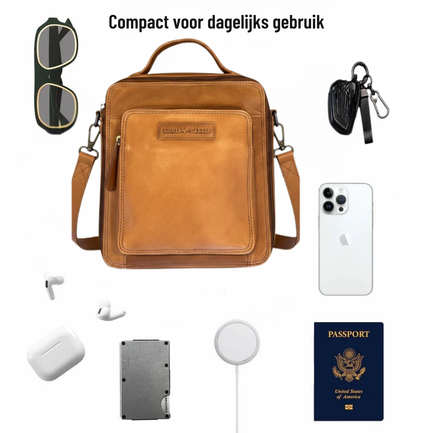 Louis Wallis | Volnerf Leer Messengertas – Werk & Vrije Tijd