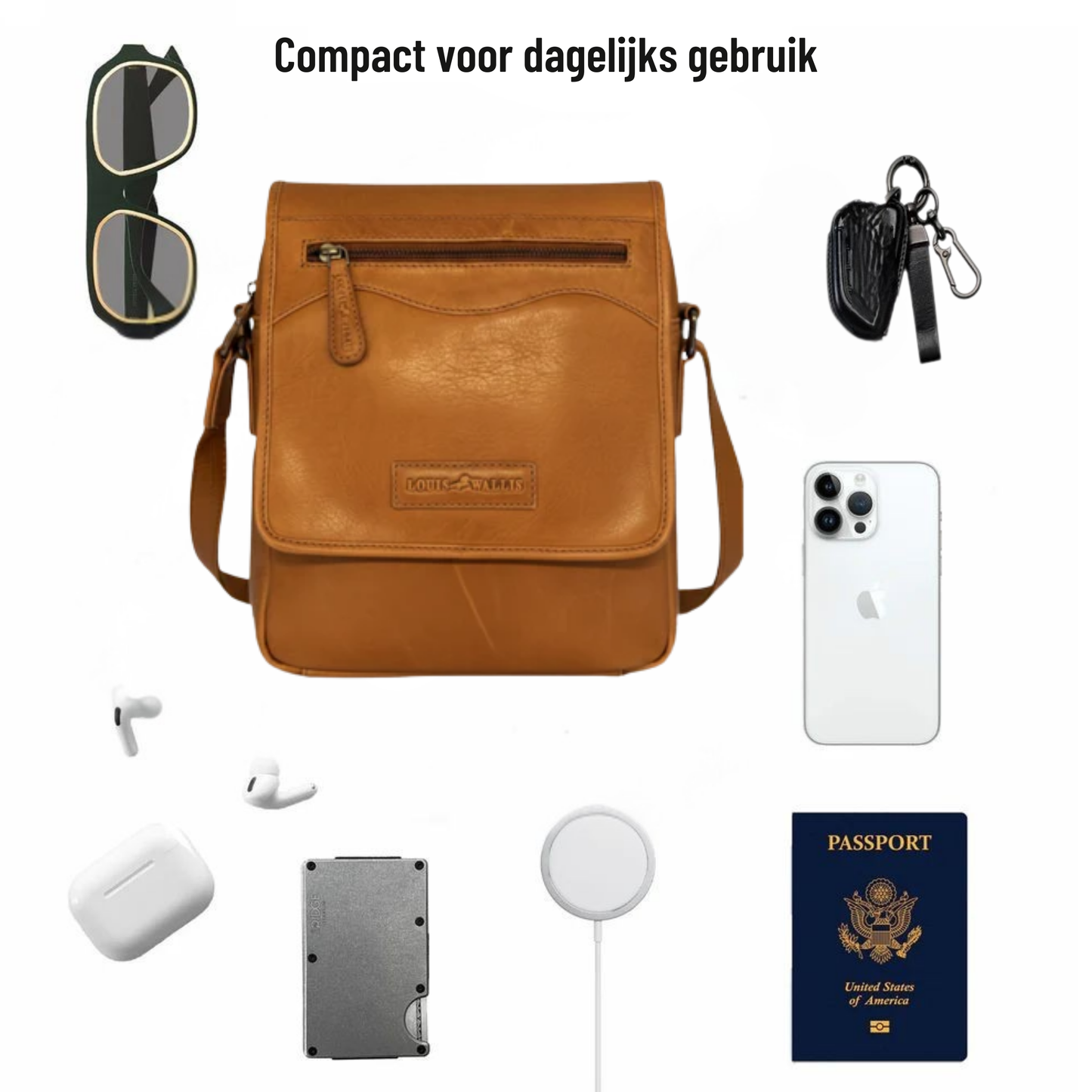 Louis Wallis | Volnerf Leer Compacte Crossbodytas – Licht & Praktisch