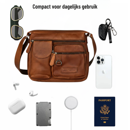 Louis Wallis | Volnerf Leer Schoudertas – Extra Ruimte & Comfort