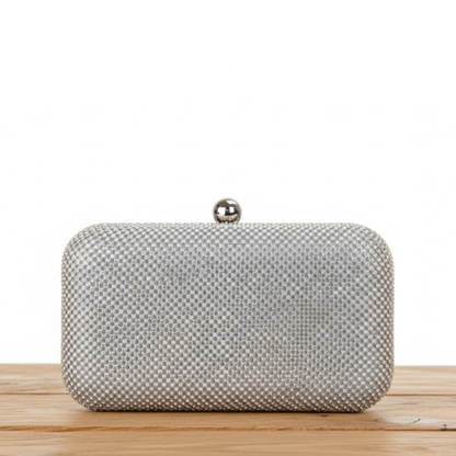 Nora | Zilveren Clutch Tasje Met Strass