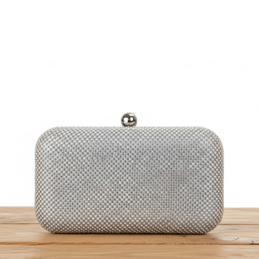Nora | Zilveren Clutch Tasje Met Strass