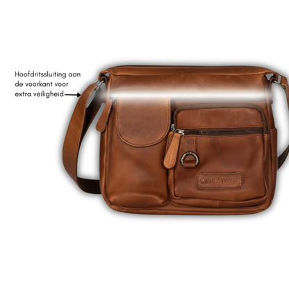 Louis Wallis | Volnerf Leer Schoudertas – Extra Ruimte & Comfort