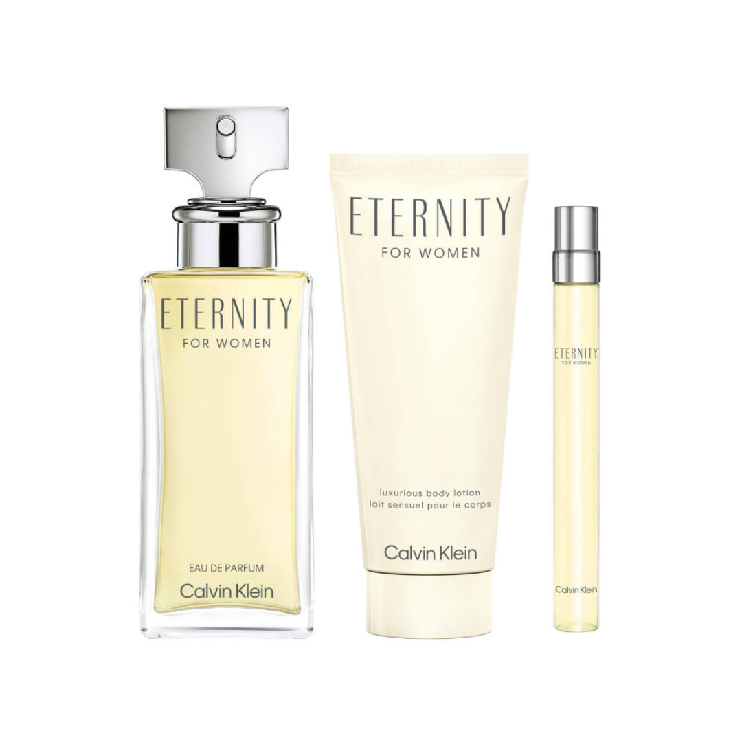 Calvin Klein Eternity – 100 ml EDP-spray + 100 ml Bodylotion + 10 ml EDP-spray – Damesparfum Geschenkset