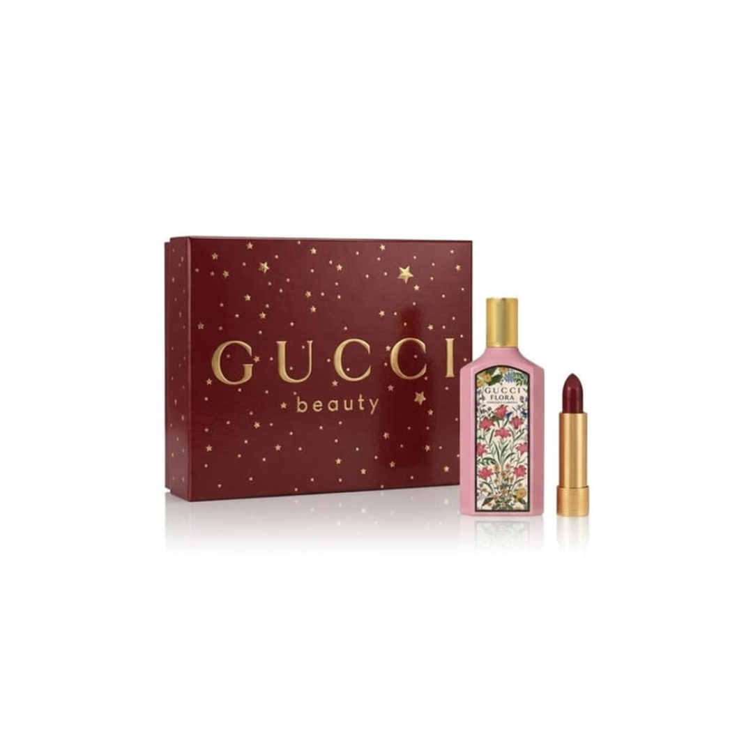 Gucci Flora Gorgeous Gardenia – 100ml EDP-spray + 1,8g Rossa Ancora Lippenstift – Geschenkset – Damesparfum