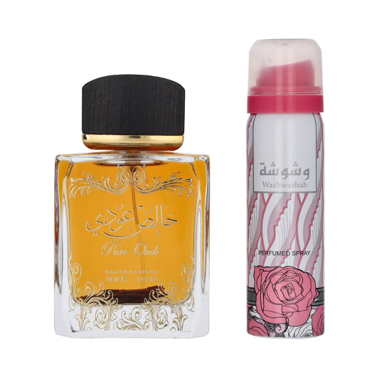 Lattafa Pure Oudi – 100ml EDP-spray + 50ml Deodorant Spray – Unisex parfum