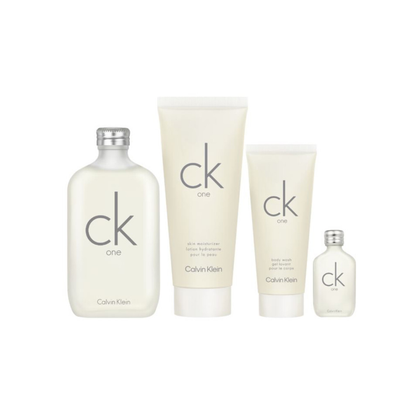 Calvin Klein CK One – Geschenkset – 200ml EDT + 200ml Bodylotion + 100ml Douchegel + 15ml EDT – Unisex parfum