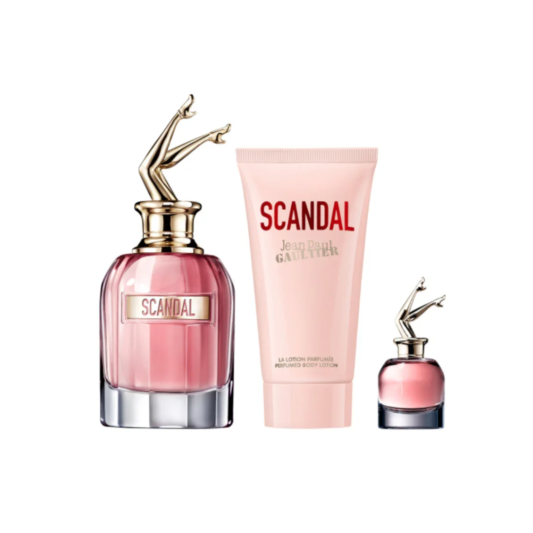 Jean Paul Gaultier Scandal Geschenkset – 80ml EDP-spray + 75ml Bodylotion + 6ml EDP – Damesparfum