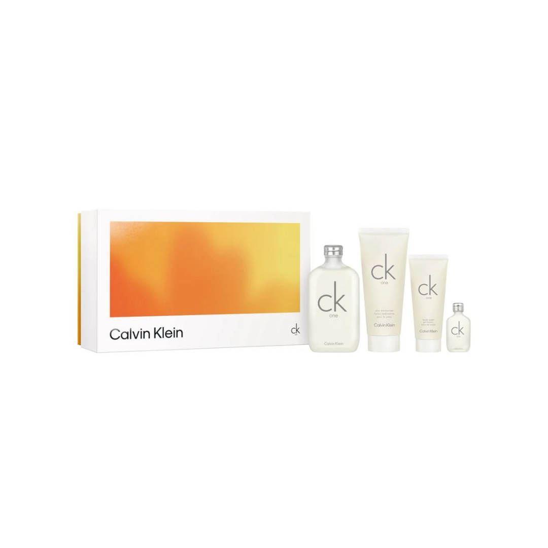 Calvin Klein CK One – Geschenkset – 200ml EDT + 200ml Bodylotion + 100ml Douchegel + 15ml EDT – Unisex parfum