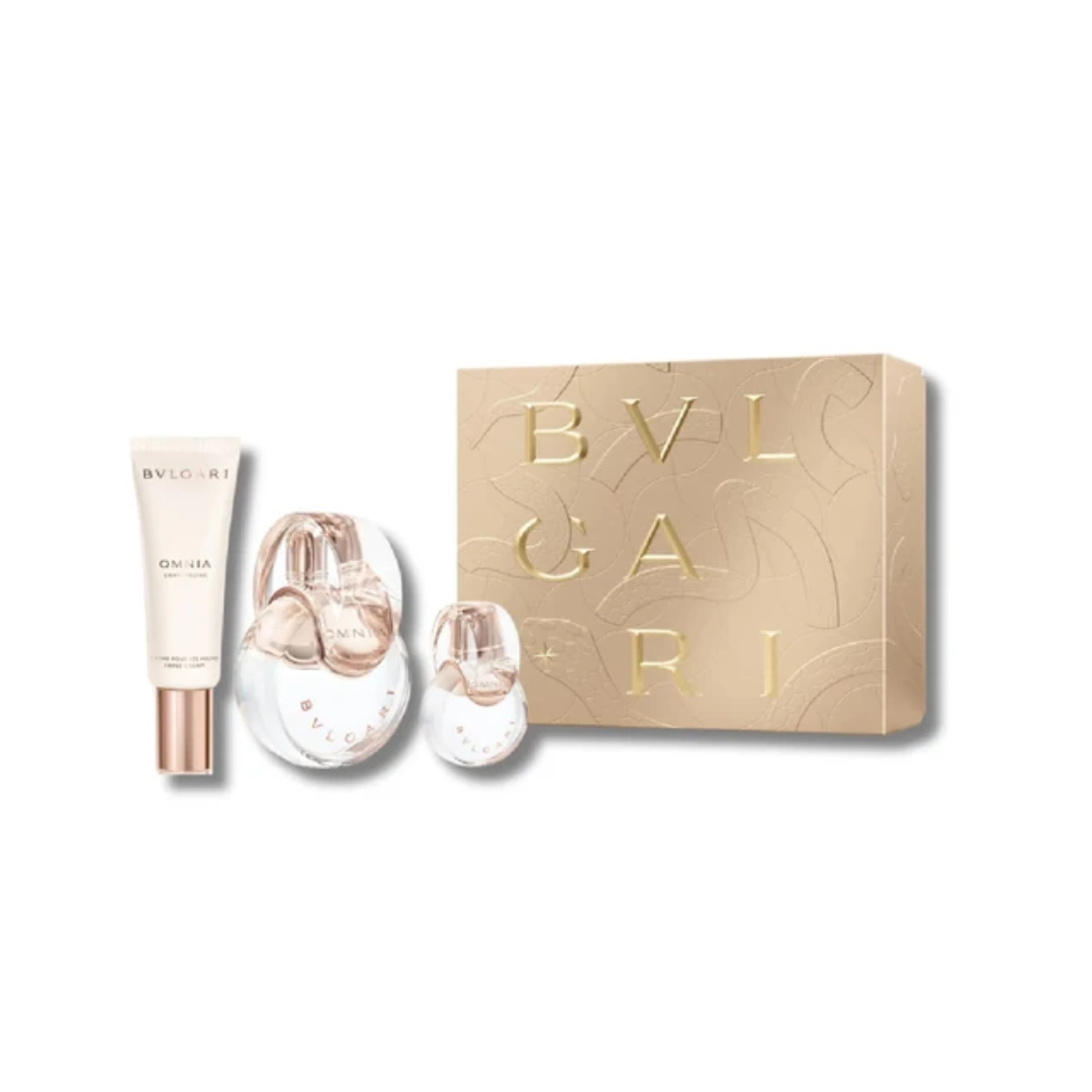 Bvlgari Omnia Crystalline – Geschenkset – 100ml EDT-spray + 15ml Travel Spray + 40ml Handcrème – Damesparfum