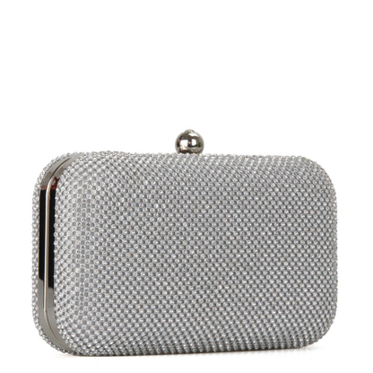 Nora | Zilveren Clutch Tasje Met Strass | Laatste Dag 80% Korting