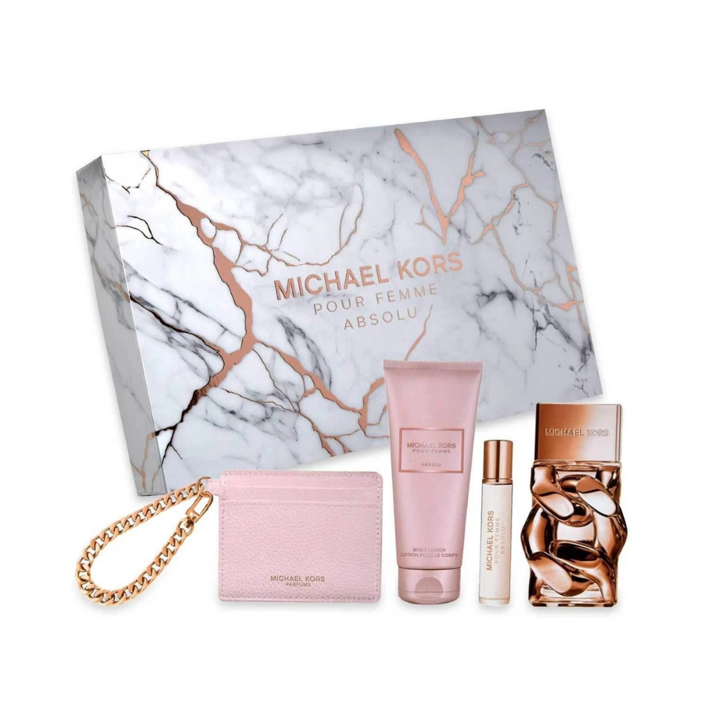 Michael Kors Pour Femme Absolu – Geschenkset – 100ml EDP + 100ml Bodylotion + 10ml EDP + Card Holder – Damesparfum