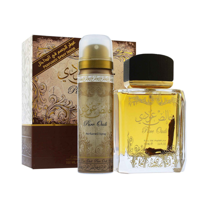 Lattafa Pure Oudi – 100ml EDP-spray + 50ml Deodorant Spray – Unisex parfum