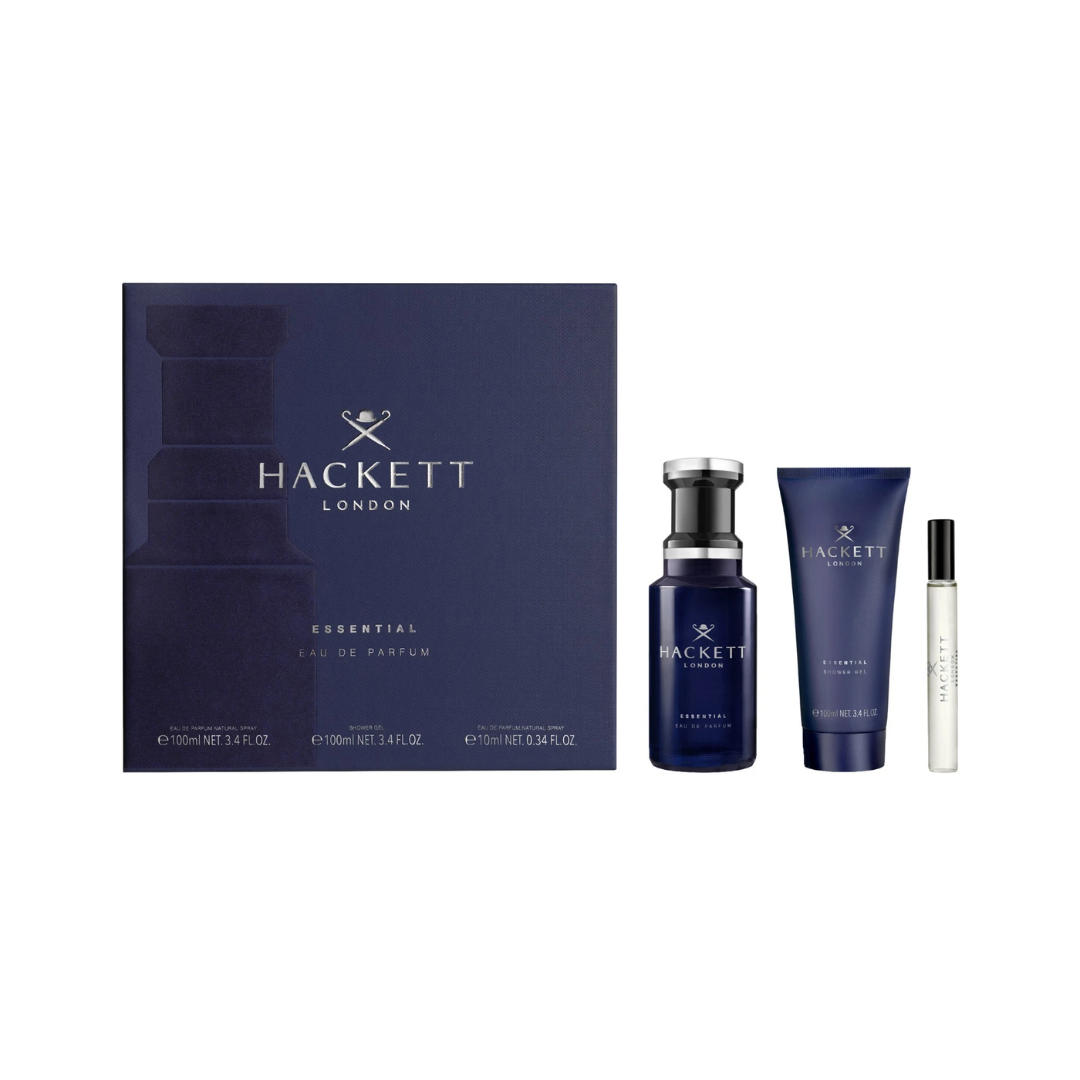 Hackett Essential – 100ml EDP-spray + 100ml Showergel + 10ml Travel Spray – Herenparfum