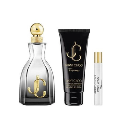 Jimmy Choo I Want Choo Forever – Geschenkset – 100ml EDP-spray + 7.5ml EDP-spray + 100ml Bodylotion – Damesparfum