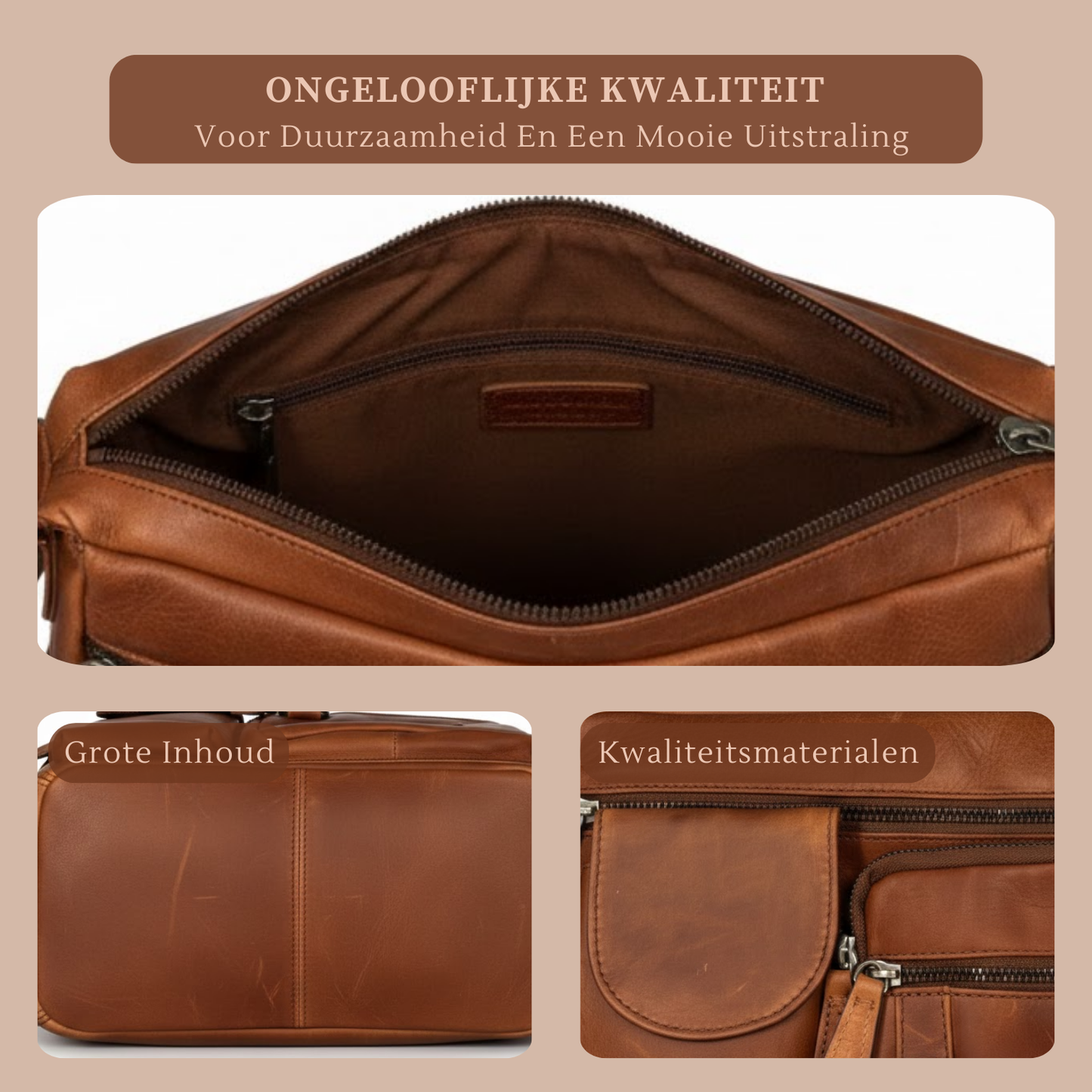 Louis Wallis | Volnerf Leer Schoudertas – Extra Ruimte & Comfort