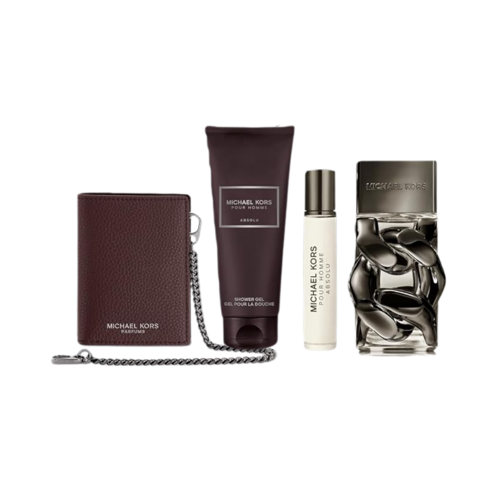 Michael Kors Pour Homme Absolu – Geschenkset – 100ml EDP + 100ml Showergel + 10ml EDP + Brown Wallet – Herenparfum