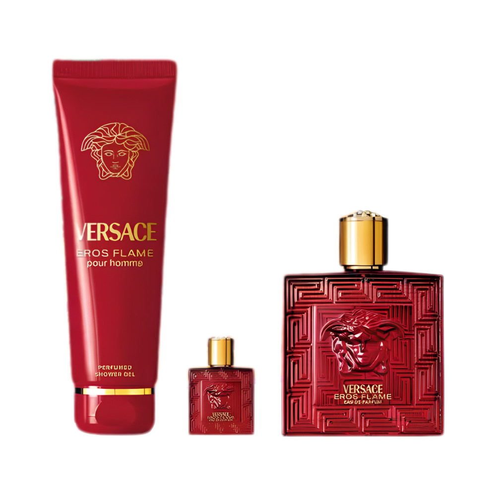 Versace Eros Flame – Geschenkset – 100ml EDP + 150ml Showergel + 5ml EDP – Herenparfum