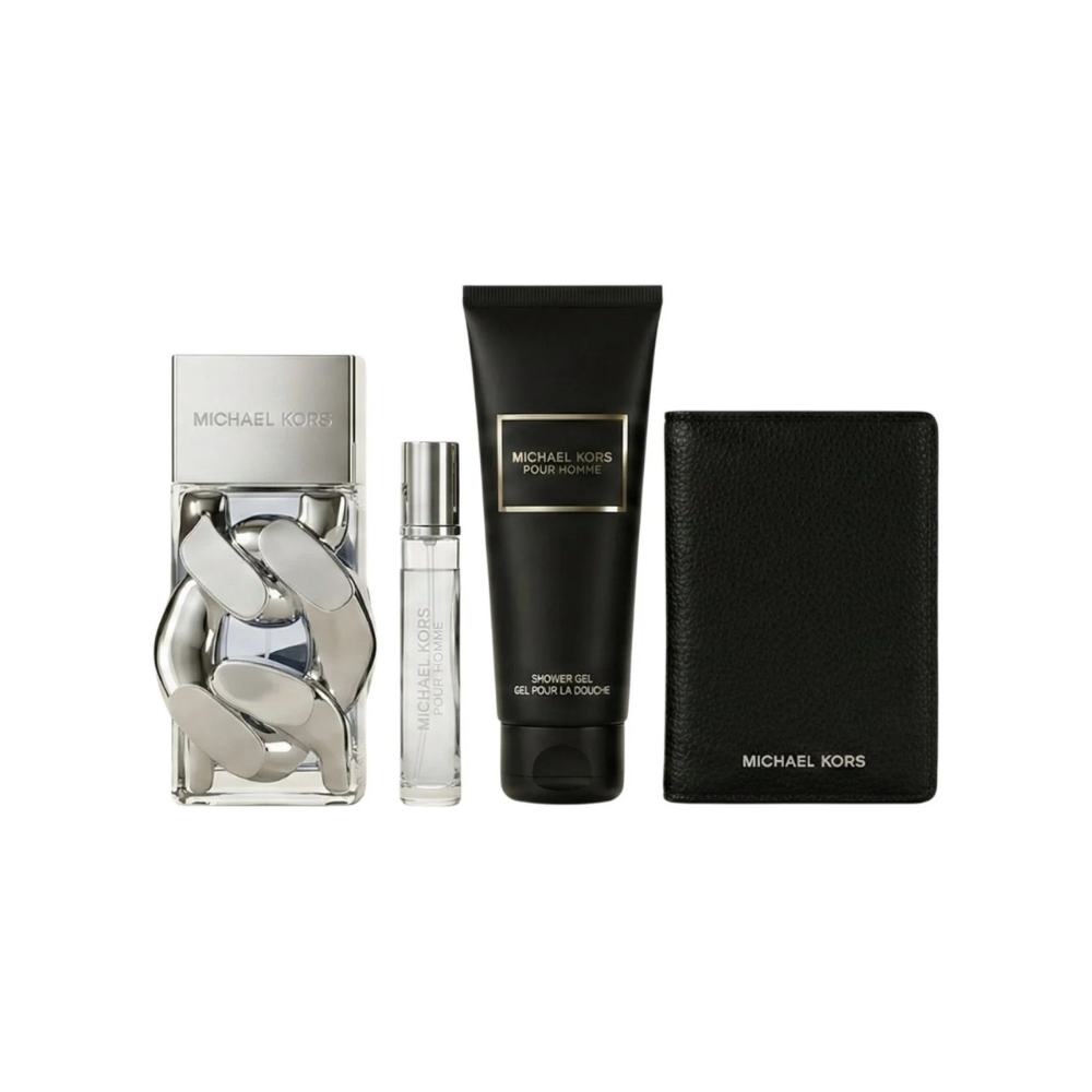 Michael Kors Pour Homme – Geschenkset – 100ml EDP + 100ml Showergel + 10ml EDP + Black Wallet – Herenparfum