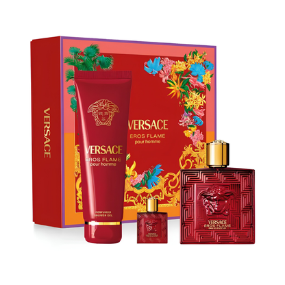 Versace Eros Flame – Geschenkset – 100ml EDP + 150ml Showergel + 5ml EDP – Herenparfum