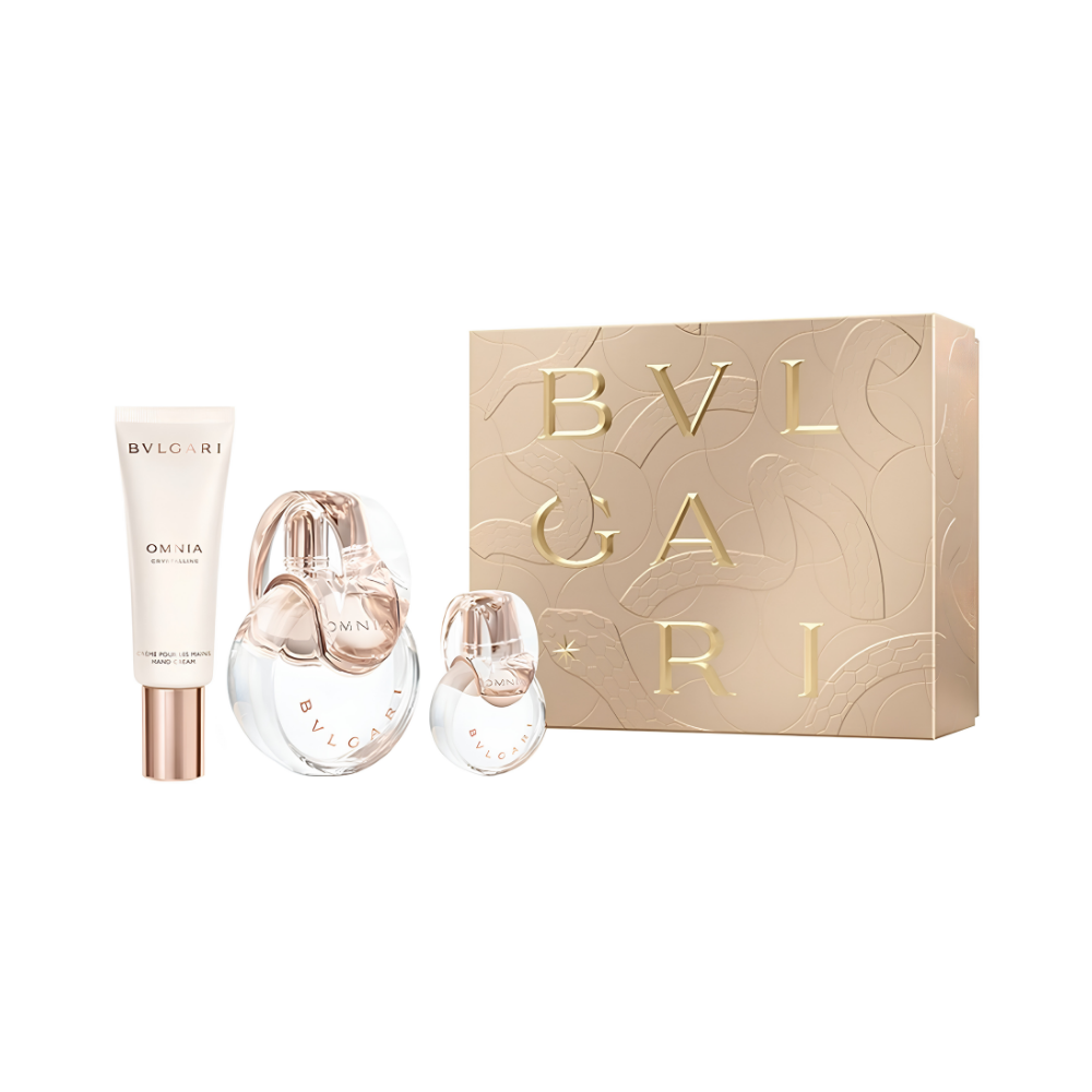 Bvlgari Omnia Crystalline – 100ml EDT-spray + 15ml EDT-spray + 40ml Handcrème – Damesparfum