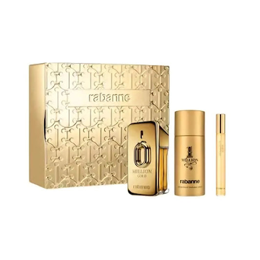 Paco Rabanne 1 Million Gold – 50ml EDT-spray + 150ml deodorantspray + 10ml reisspray – Herenparfum